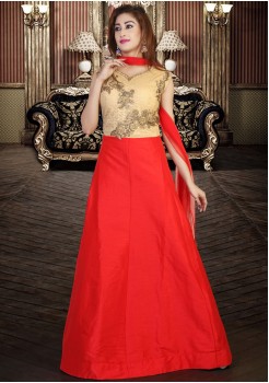 DESIGNER RED AND GOLD COLOR GOWN STYLE 